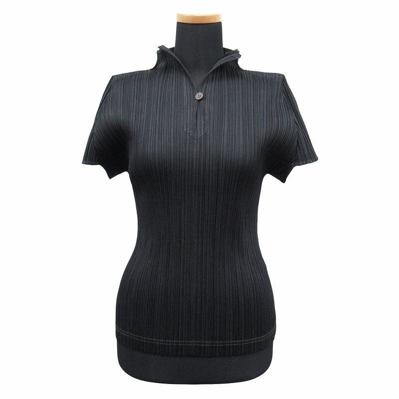 Pleats Please Issey Miyake Women's Short Sleeve Pleats Polo