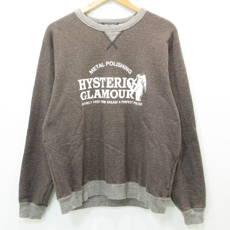 三重本店 HYSTERIC GLAMOUR | ヒステリックグラマー METAL POLISHING ヒスガールプリント長袖スウェットシャツ 02233CS07 ブラウン サイズ L 104