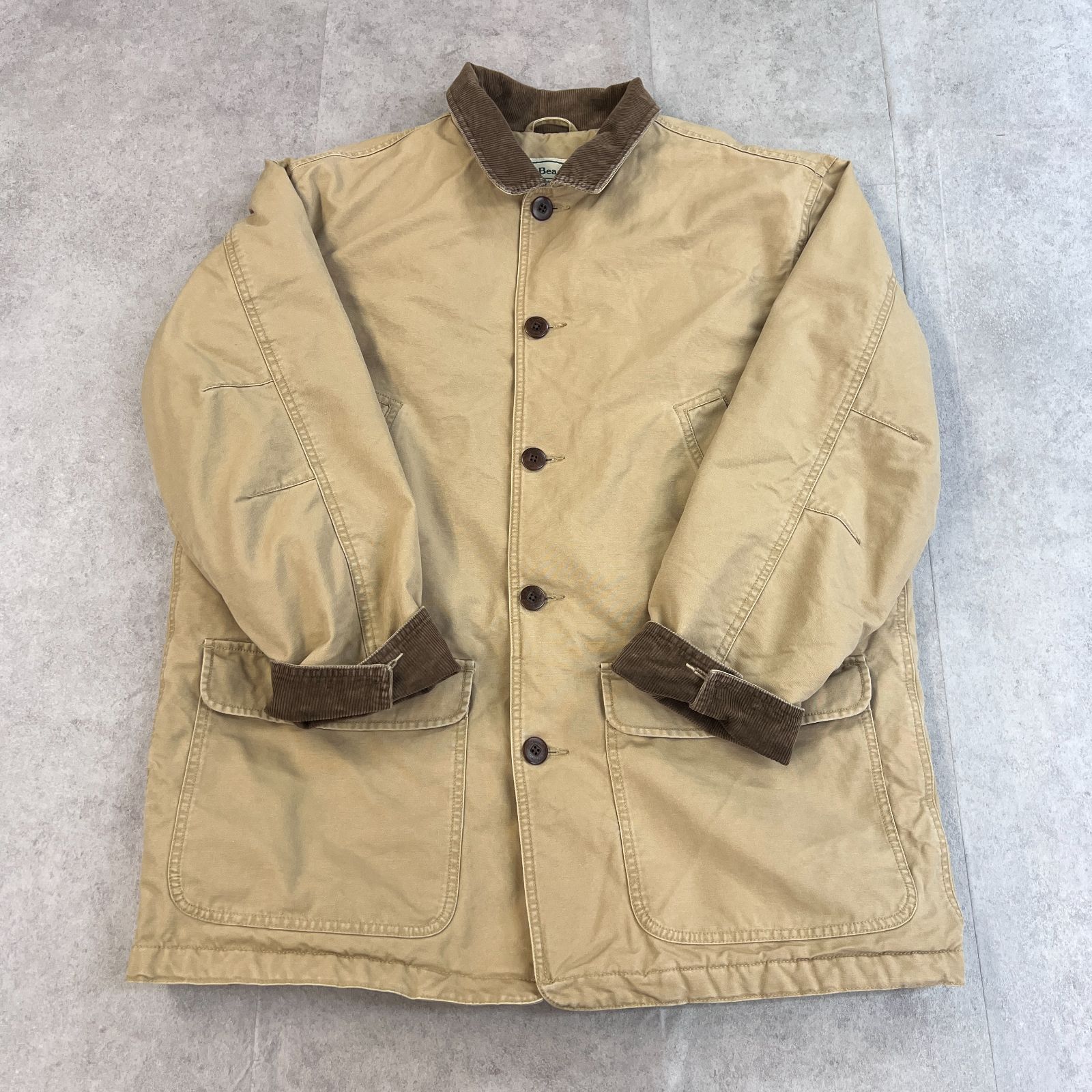 llbean ベージュ コーデュロイ襟 カバーオール L ハンティングジャケット