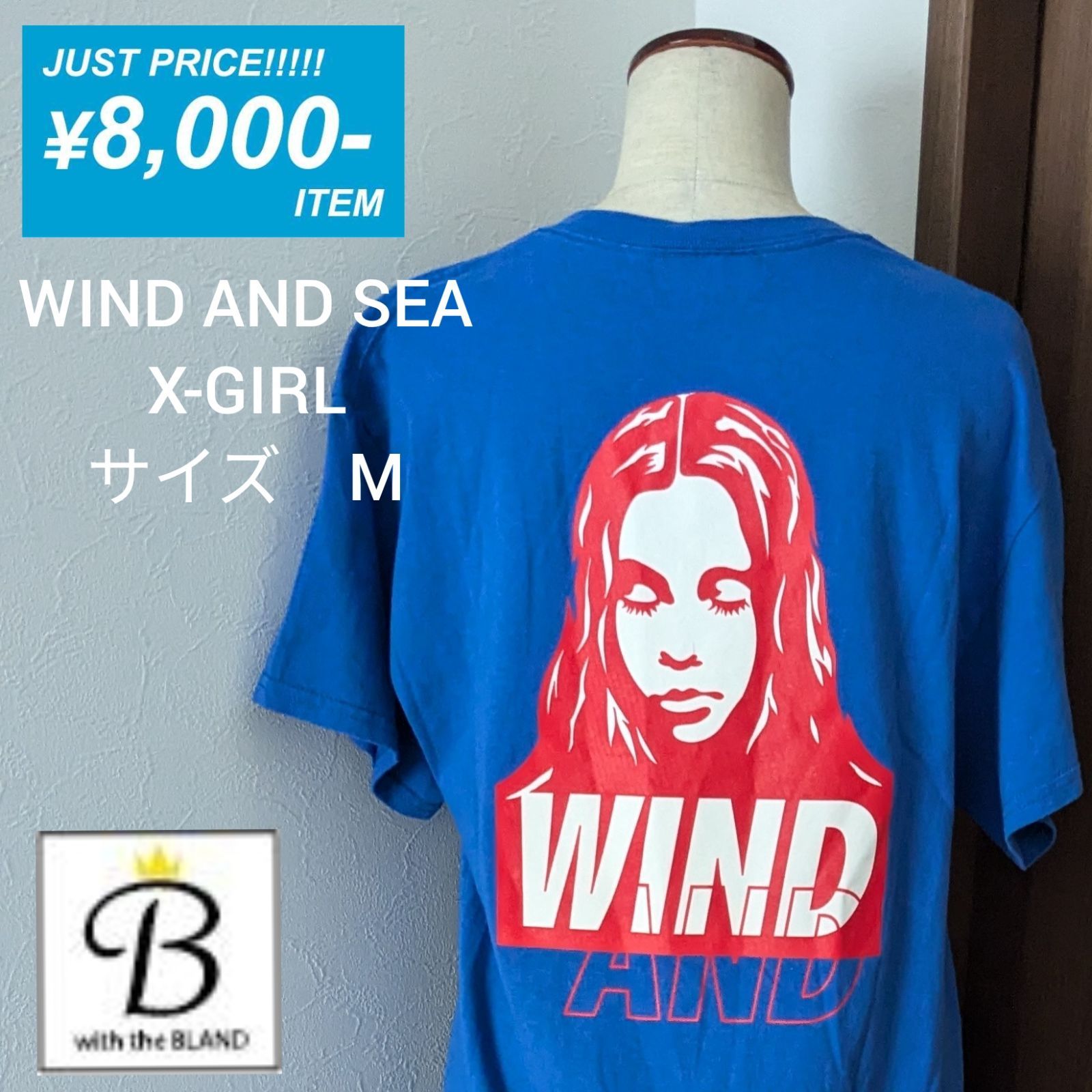 229】WIND AND SEA X-GIRL ウィンダンシー エックスガール 半袖Tシャツ ブルー ビッグプリント ガール 刺繍ロゴ  サイズM【with B】 - メルカリ