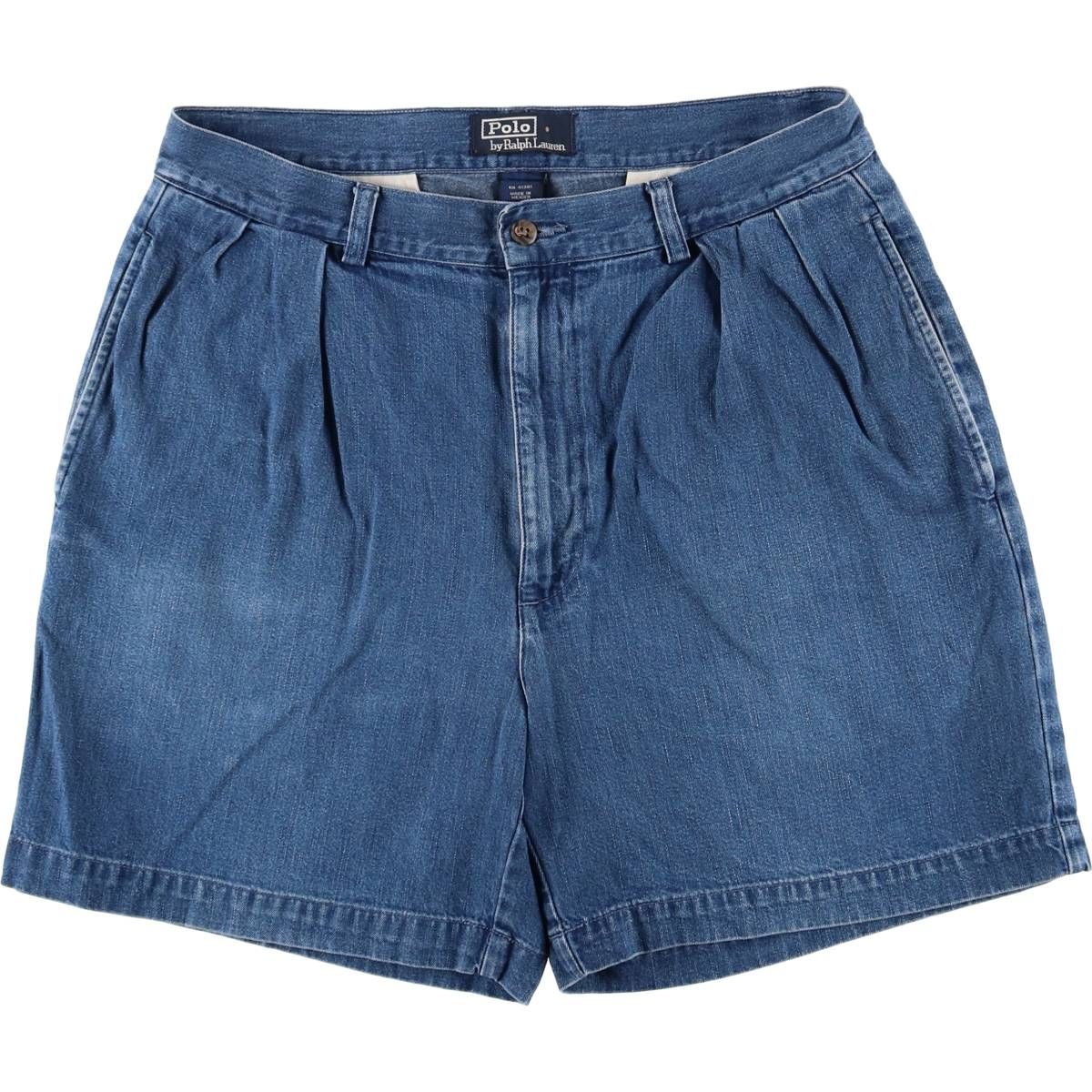 古着 ラルフローレン Ralph Lauren POLO by Ralph Lauren ANDREW SHORT ツータック デニムショーツ ショートパンツ|eaa578227