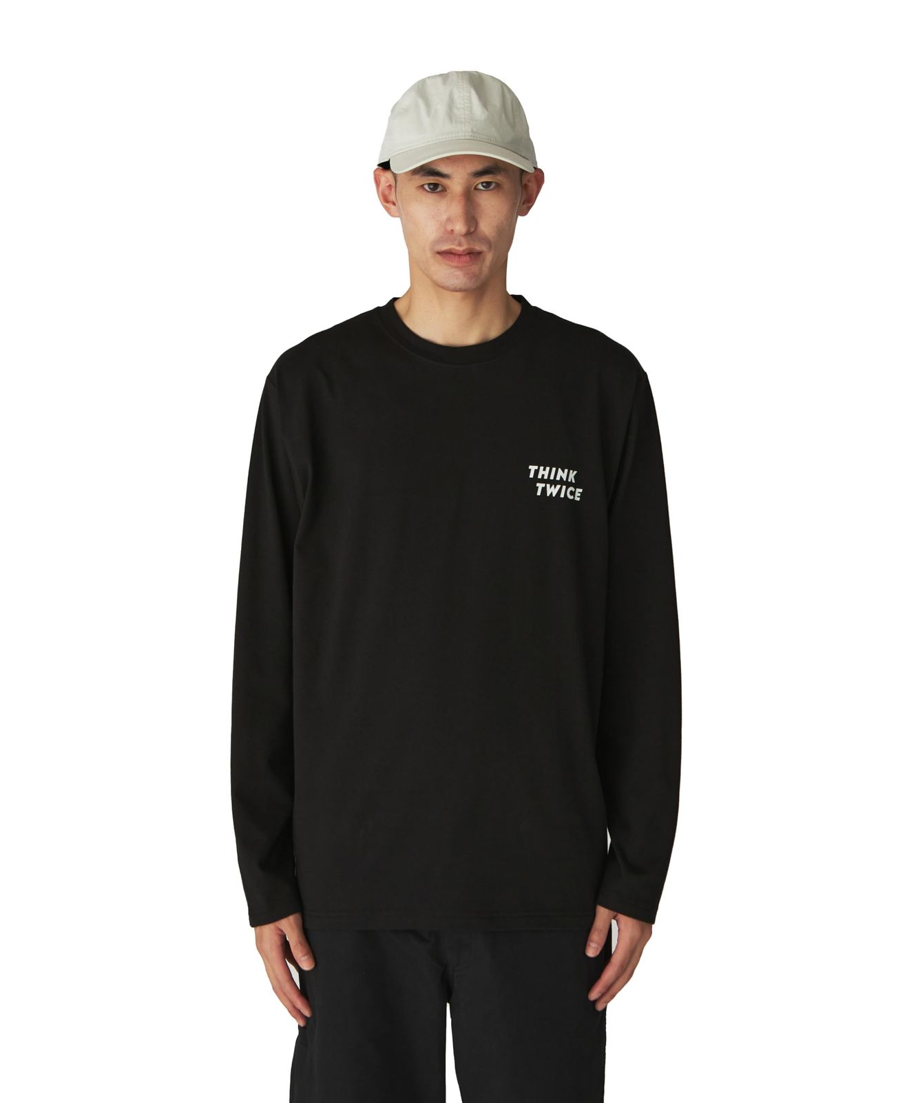 [スノーピーク] 速乾性 プリントTシャツ Think Twice Long Sleeve T-Shirt ブラック