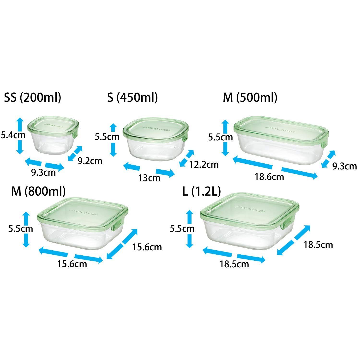 【数量限定】iwaki イワキ 耐熱ガラス 保存容器 グリーン 角型 M 800ml パック&レンジ KC3247N-G