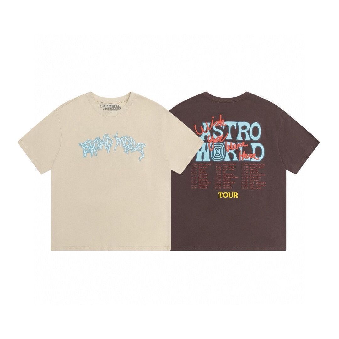 ✨新品✨Travis Scott Cactus Jack x Astroworld Lightning 半袖 Tシャツ 2色:Khaki/Brown