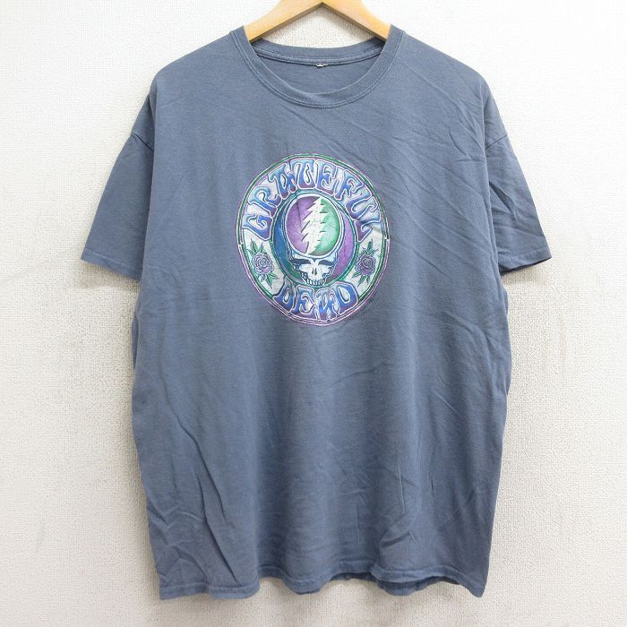 XL/古着 半袖 ビンテージ ロック バンド Tシャツ メンズ 00s グレイトフルデッド クルーネック 薄紺 ネイビー spe 24jul12 中古