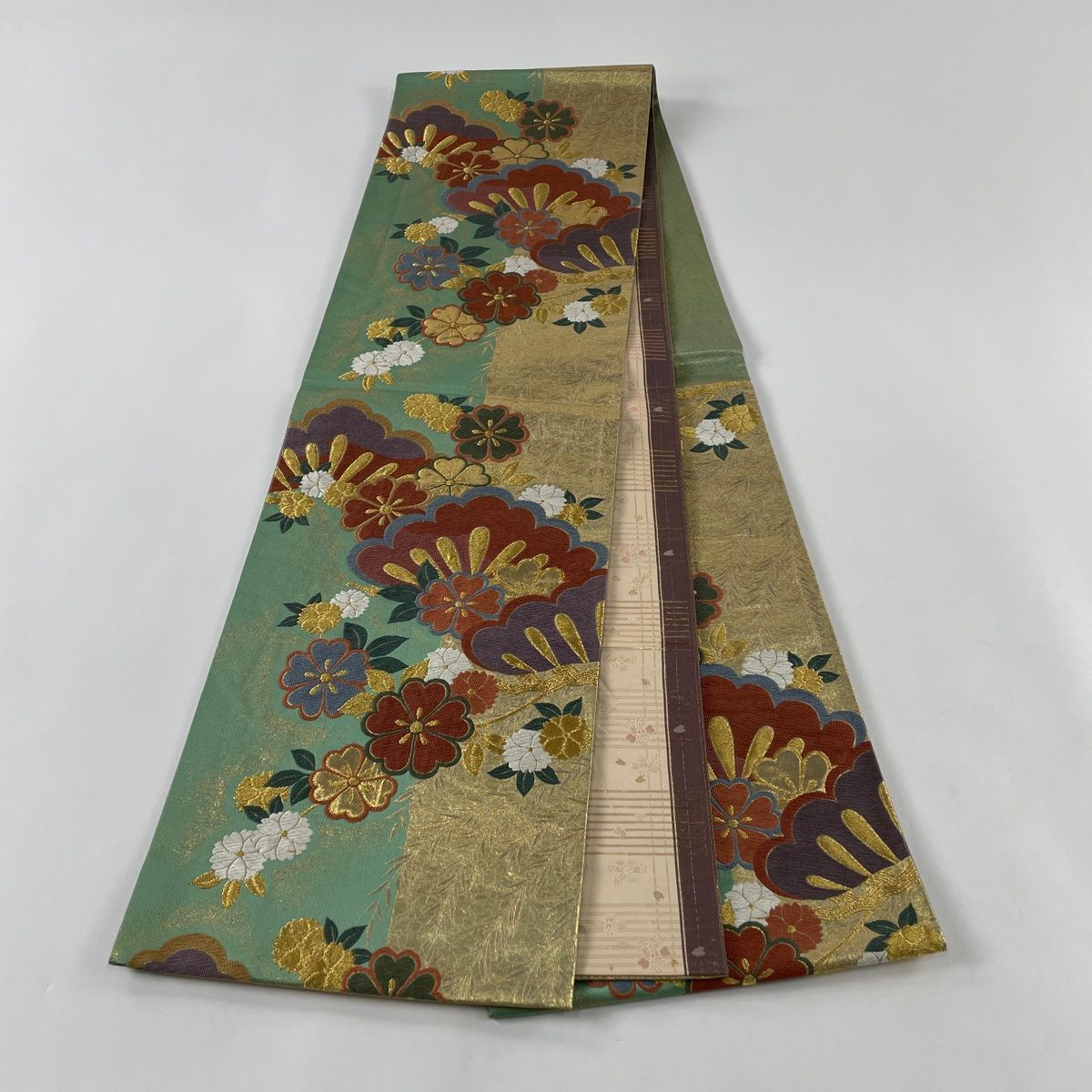 袋帯 秀品 草花 松 箔 緑 六通 正絹 【中古】 - メルカリ