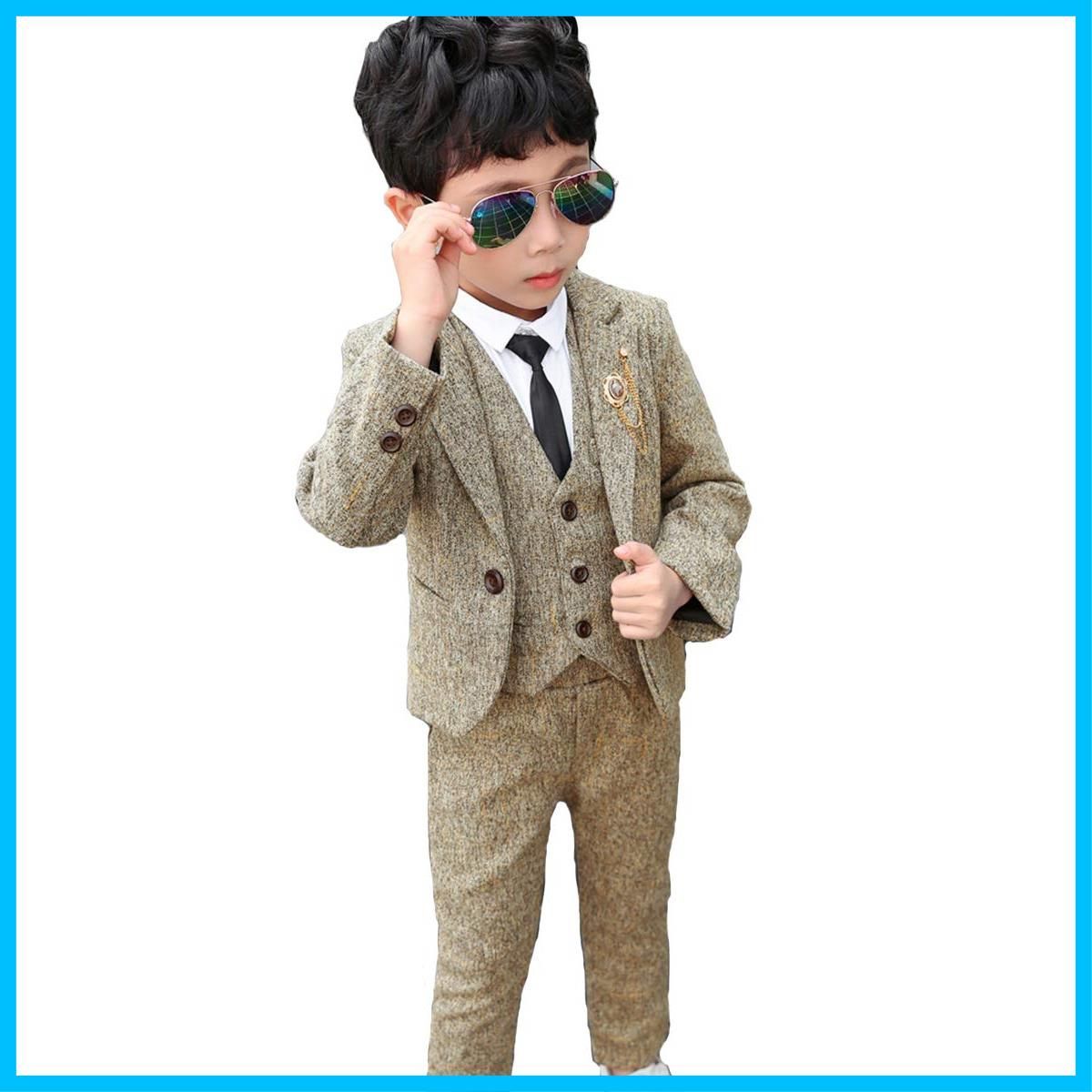 【最短発送】フォーマルスーツ 子供スーツ 子供フォーマル 男の子フォーマル 子供服 キッズスーツ 卒業式スーツ 3点セット 入学式スーツ 七五三 100 男の子スーツ 110 120 [RongFa] 130 140