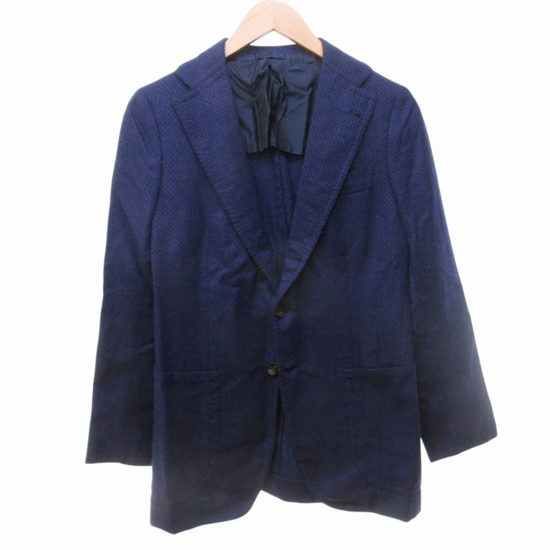 アルフォンソシリカ テーラードジャケット 44 ネイビー 麻 ALFONSO