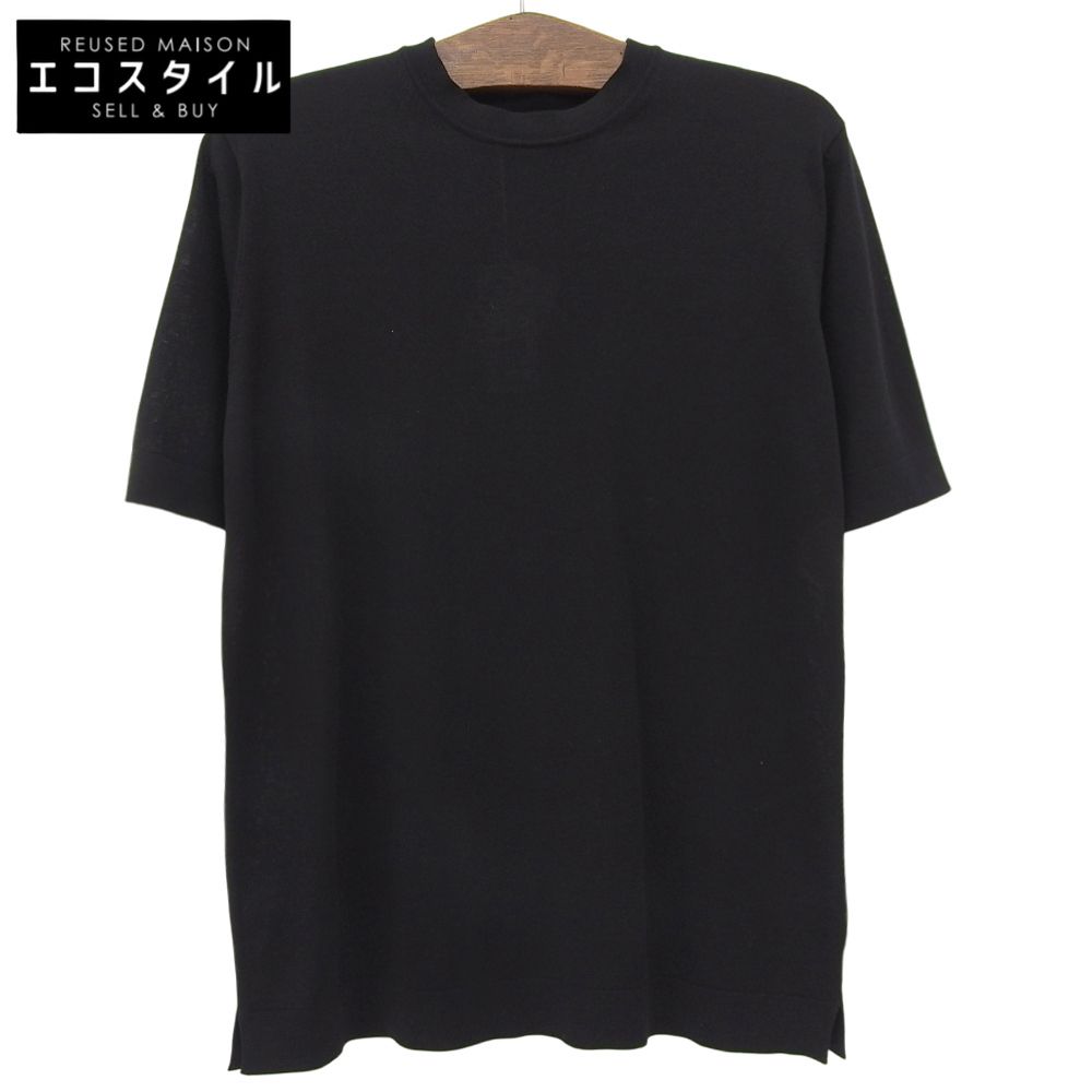 FILIPPO DE LAURENTIIS フィリッポ デ ローレンティス ♥ クレープコットン クルーネック ニットTシャツ ブラック 50 4110-TSOMC11 50