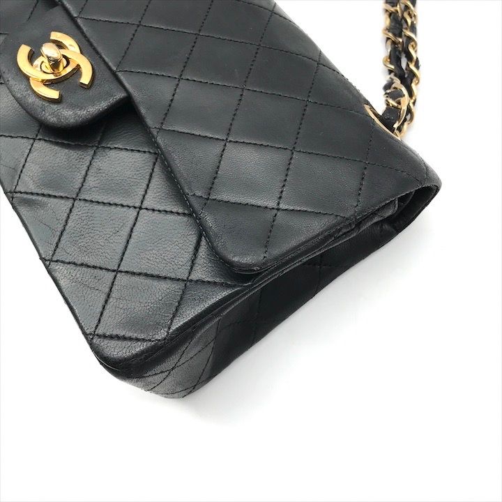 シャネル ラムスキン ダブル チェーン ショルダー バッグ ココマーク デカココ 良品 CHANEL シャネル ココマーク チェーン ショルダー バッグ