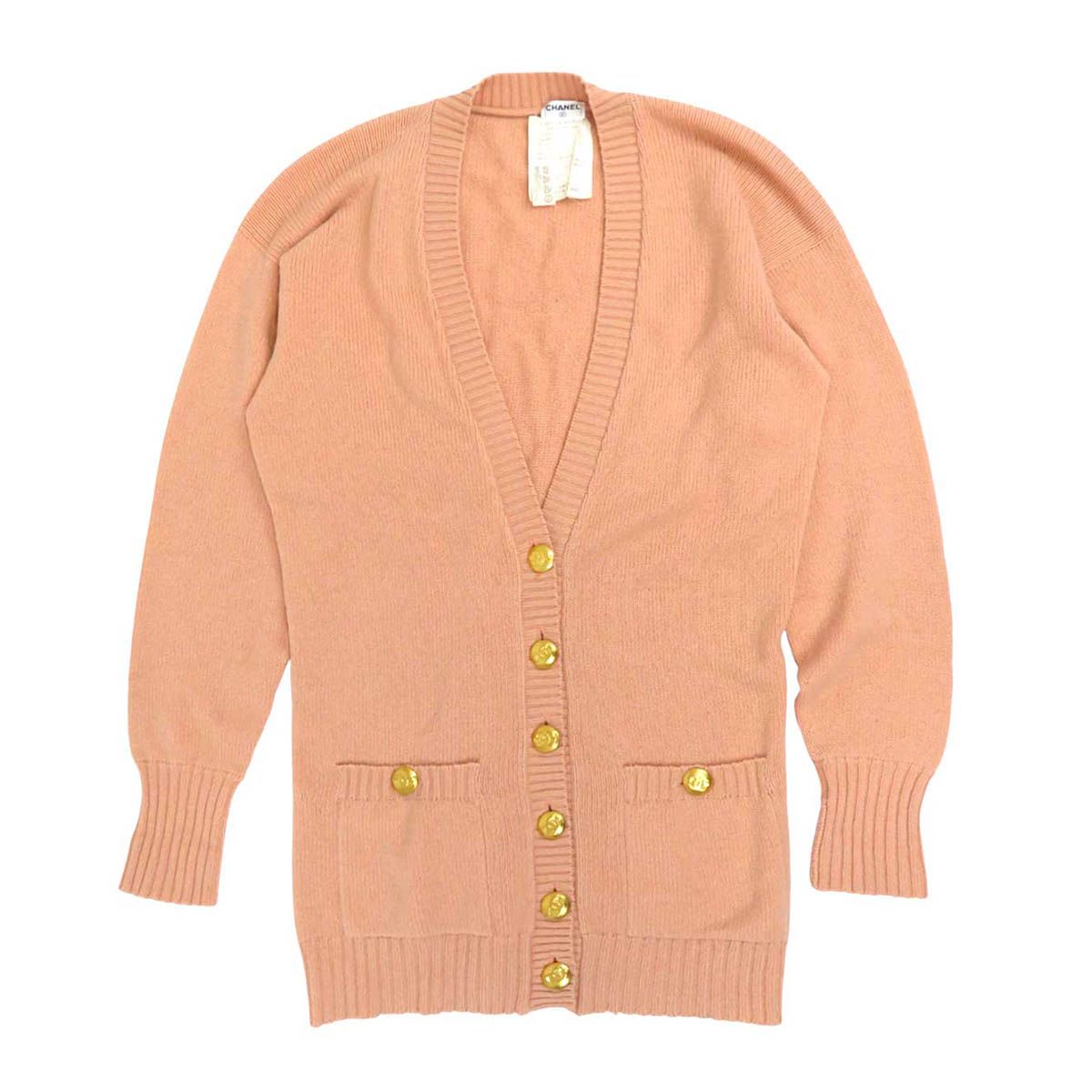 シャネル ココマーク ヴィンテージ カシミヤ カーディガン P01937V00097 レディース サーモンピンク CHANEL アパレル 小物