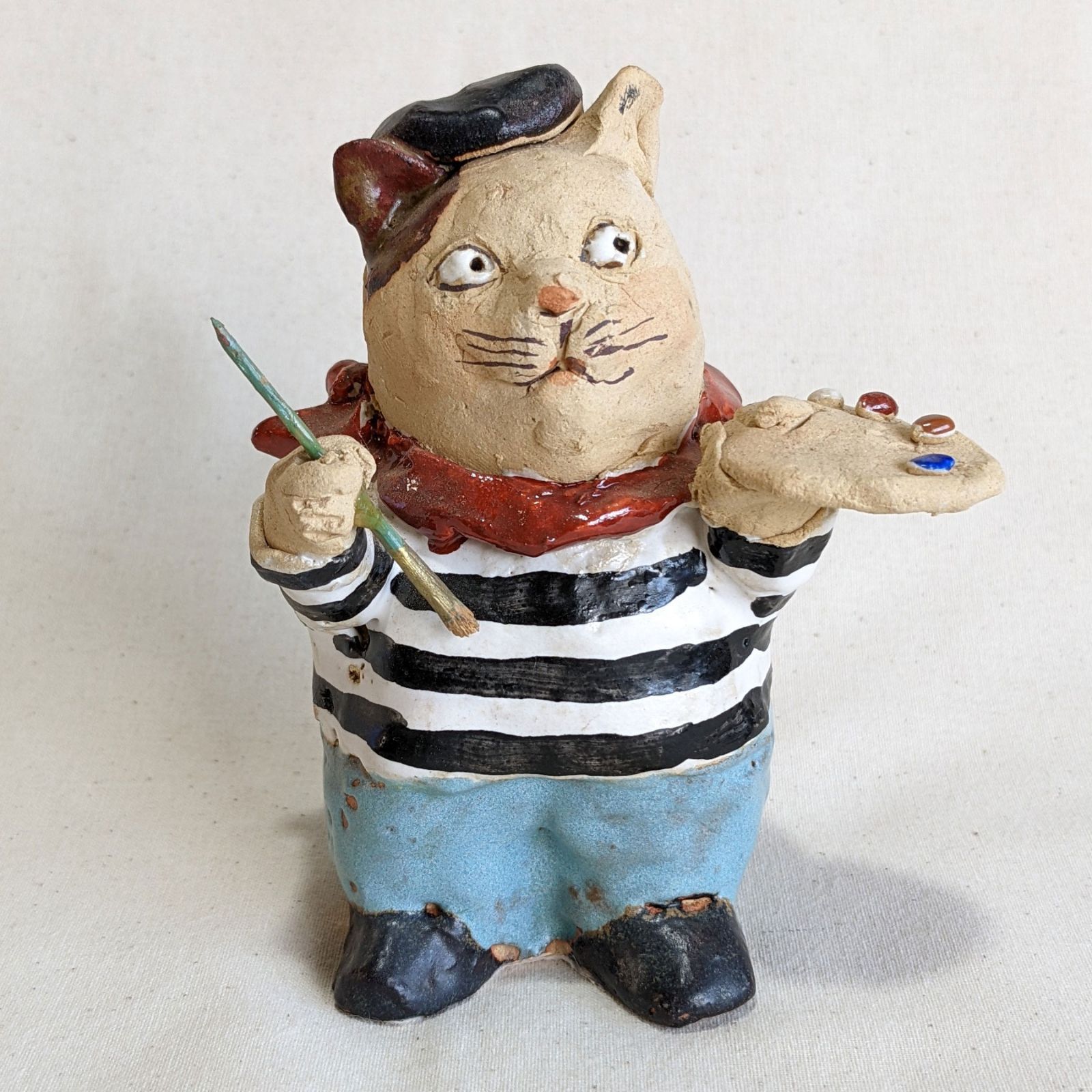ささきようこさん作 陶人形 猫のアーチスト 絵描き - メルカリ