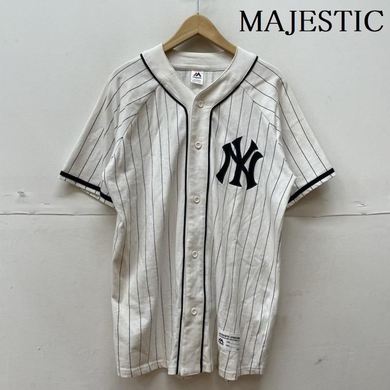 MAJESTIC マジェスティック シャツ、ブラウス 半袖 New York Yankees NY ヤンキース ベースボール シャツ ピンストライプ  - メルカリ