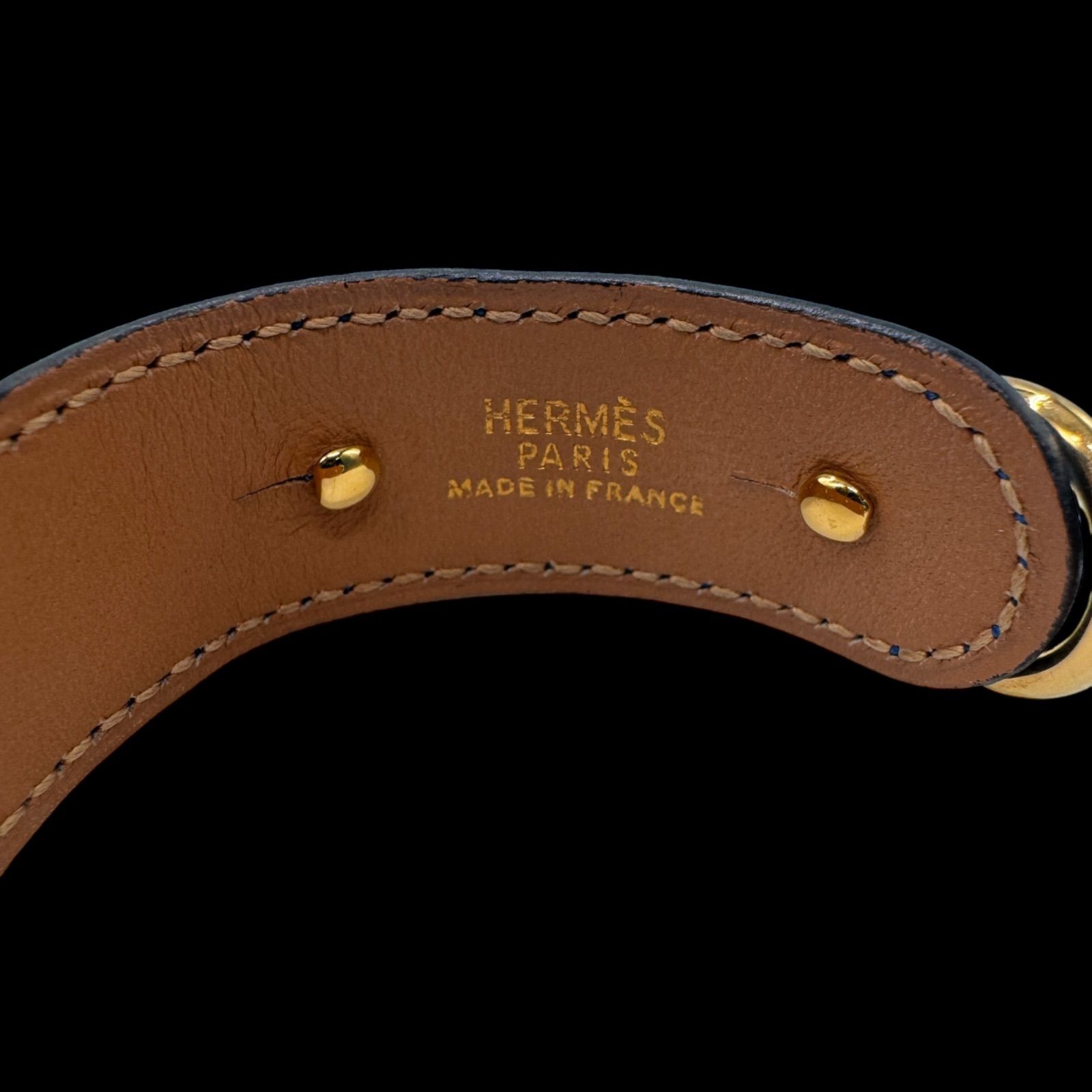 【希少・美品】HERMES バングル ビット ネイビー ブレスレット レザー レザーブレスレット 《ジャンボH》 | Hermès - エルメス-公式サイト