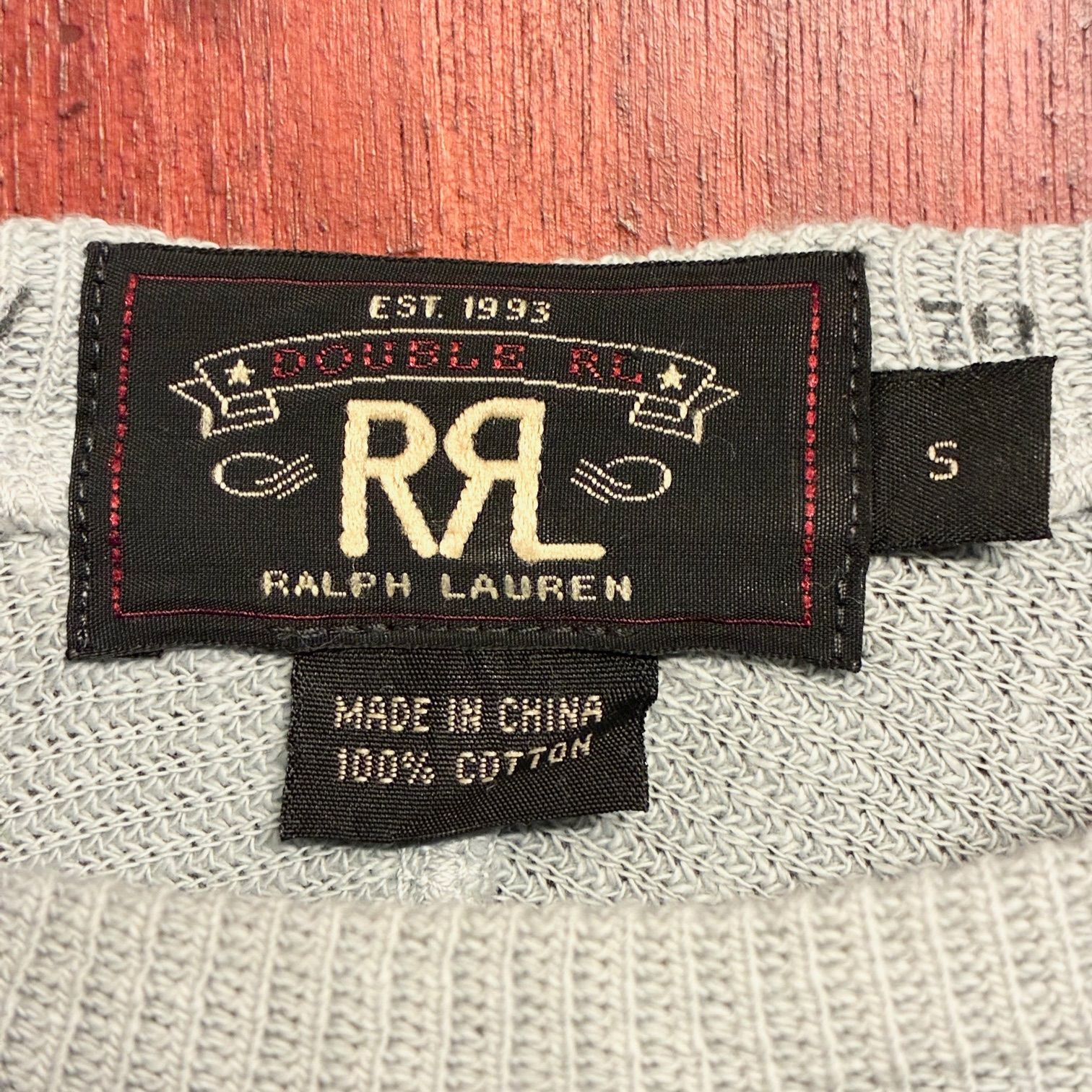 RALPH LAUREN RRL DOUBLE RL 長袖ニットサーマル ブルーグレー Sサイズ