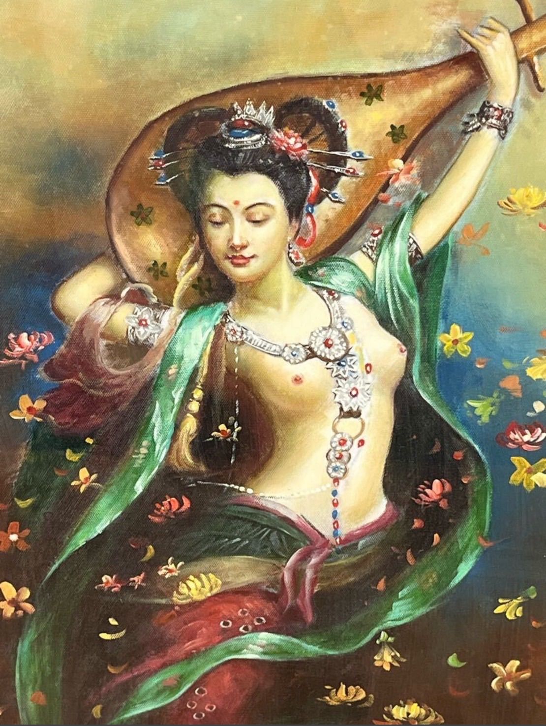 作者不詳 油彩 12号 大作 裸婦 美人画 中国画家 写実 リアリズム 細密