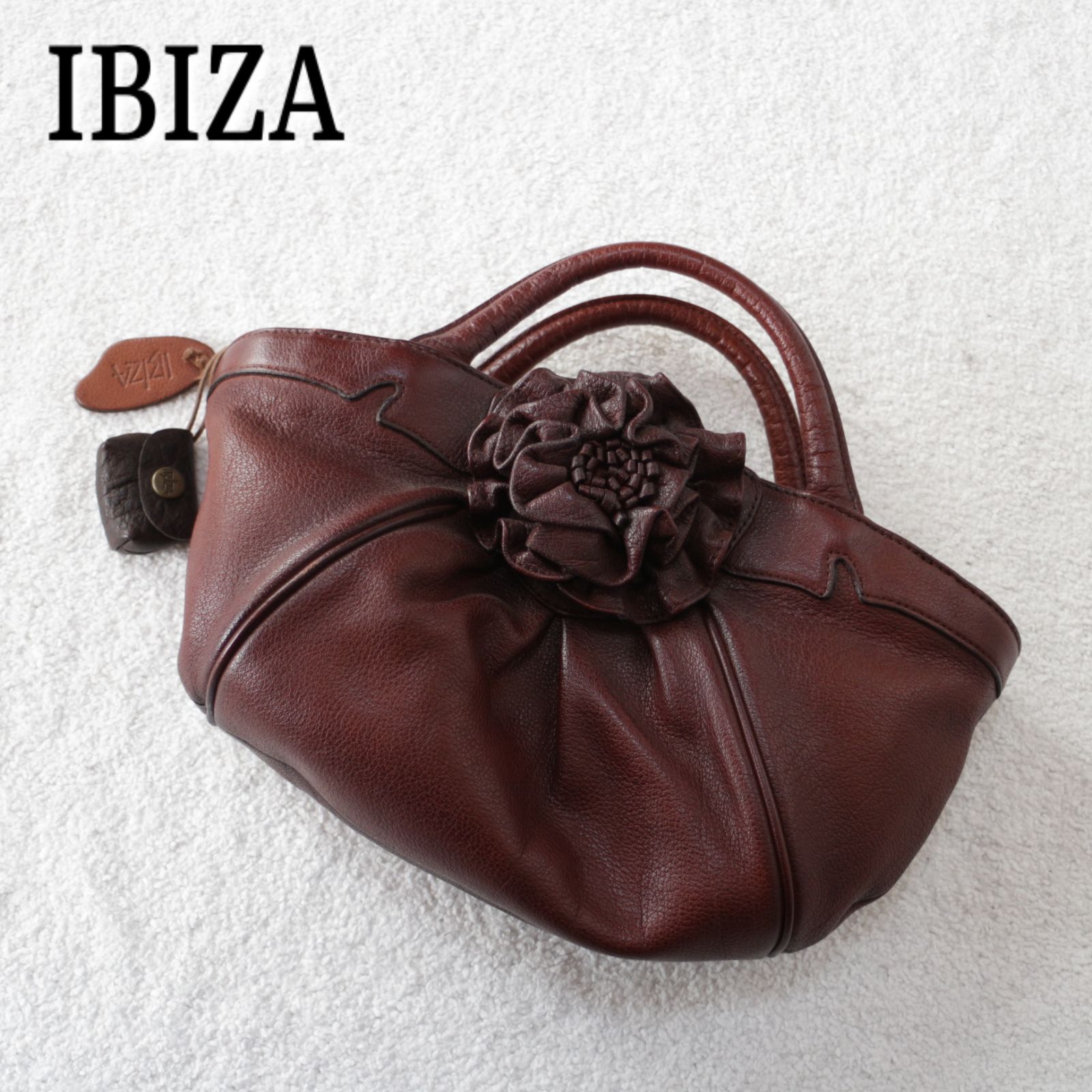 IBIZA イビザ 本革 レザー 花柄 薔薇 バラ ハンドバッグ ミニバッグ 