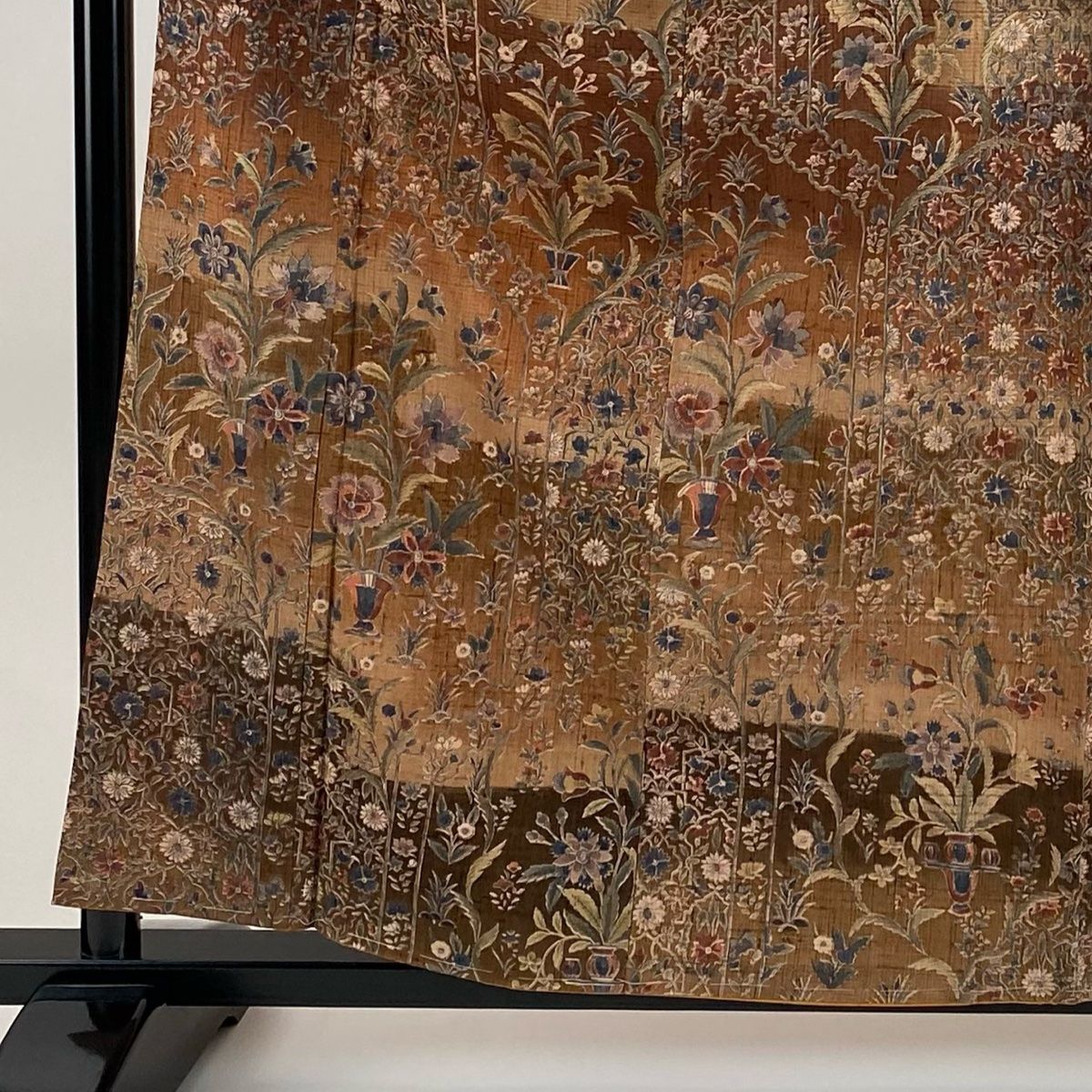 訪問着 身丈159cm 裄丈62.5cm S 袷 紬地 草花 霞 茶色 正絹 秀品