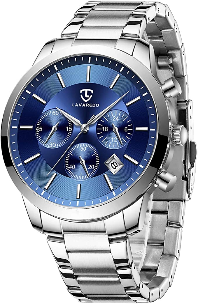 1-シルバーブルー 腕時計 メンズ腕時計 ファッション カジュアル ビジネス 多機能 クロノグラフ ステンレス鋼 防水 日付表示 ブルー シルバー  アナログ クォーツ時計 ::23755 メルカリShops