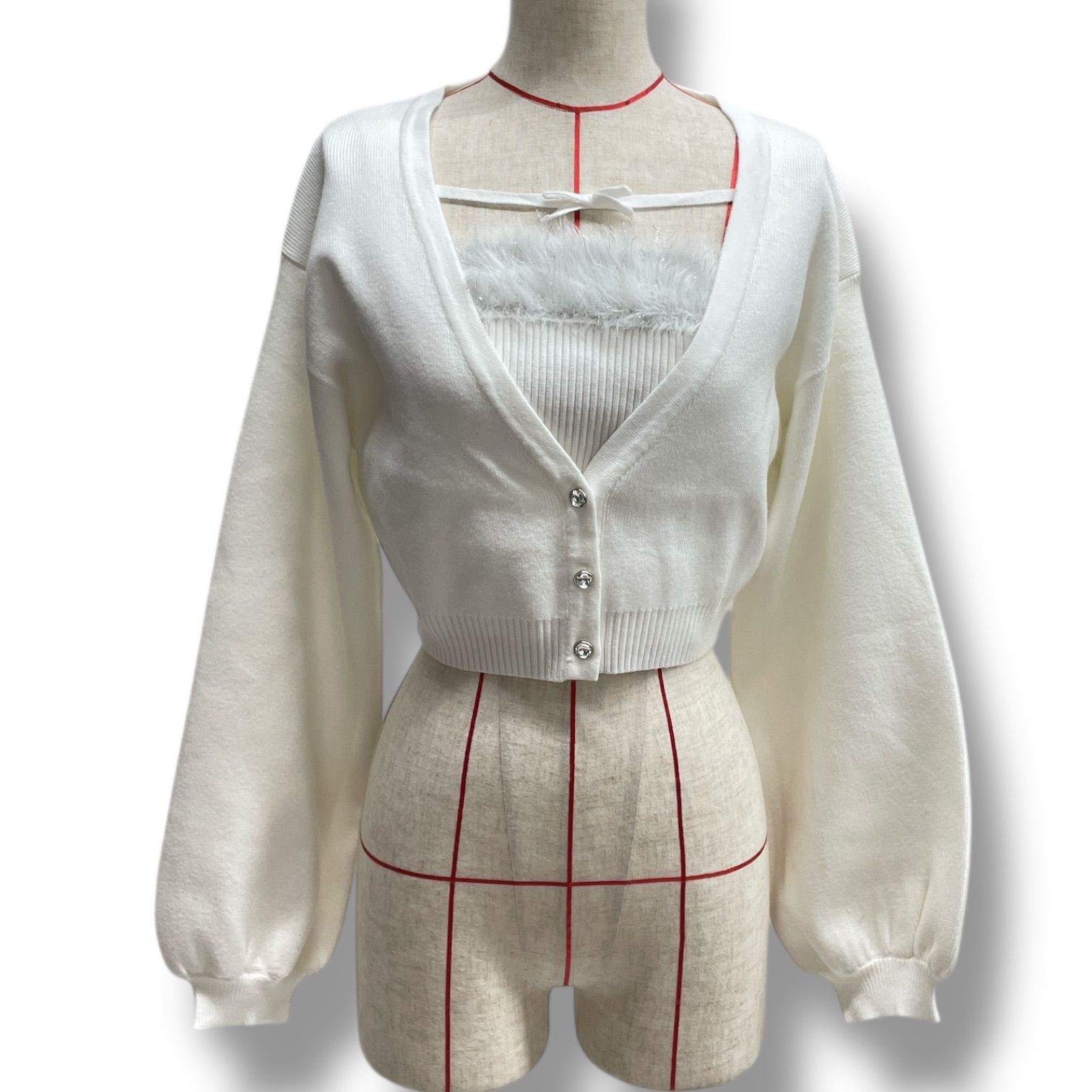 新品 タグ付 未使用 evelyn エブリン ファーラメキャミカーデ