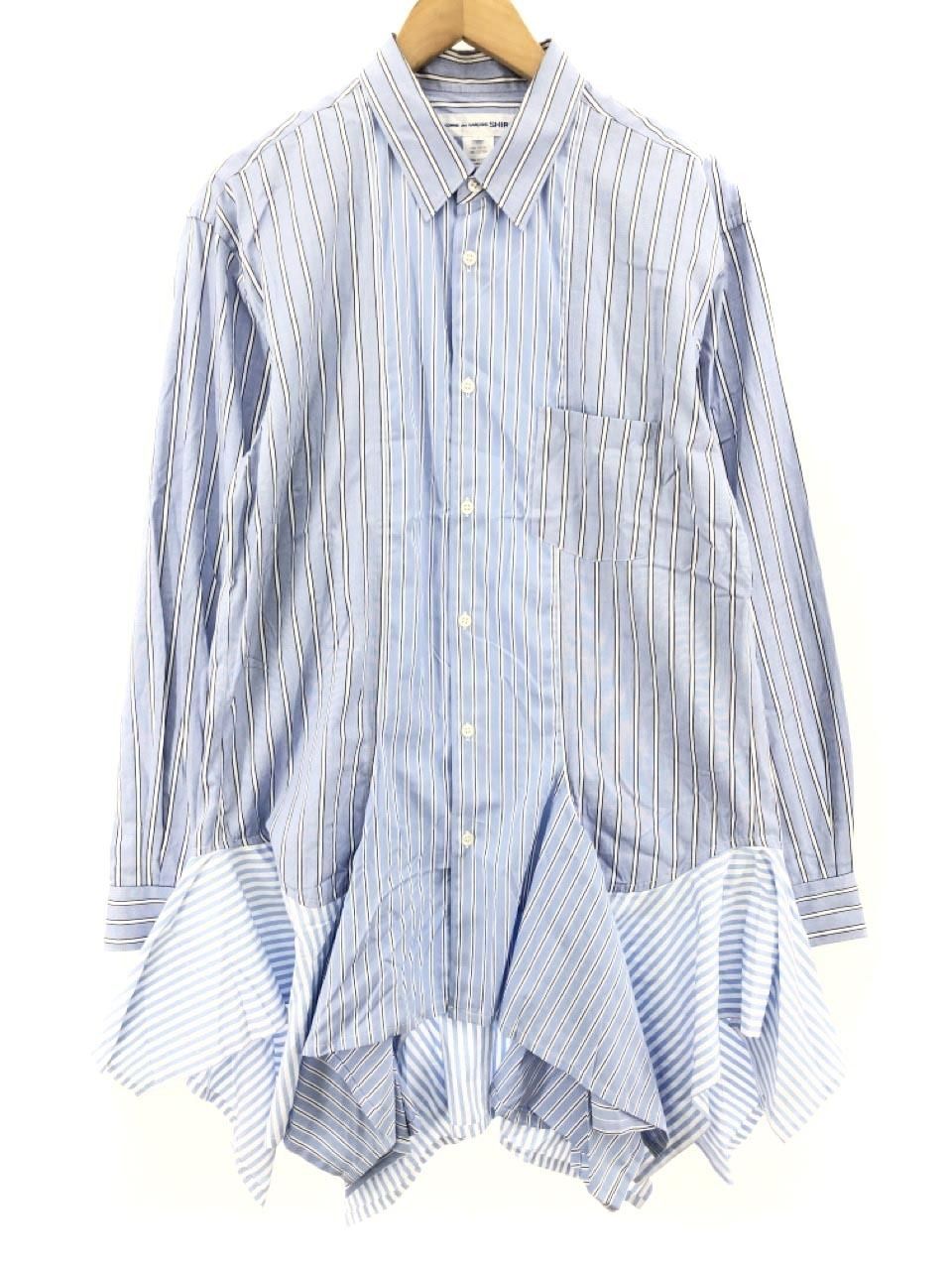 COMME des GARCONS SHIRT 23SS ストライプフリルL Sシャツ FK-B038(L