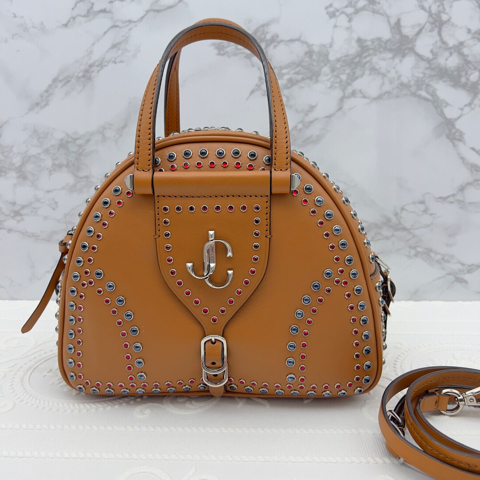 ジミーチュVARENNE BOWLING/S ショルダー　スタッズ　バッグ ジミーチュウ JIMMY CHO VARENNE BOWLING S スタッズ JCロゴ