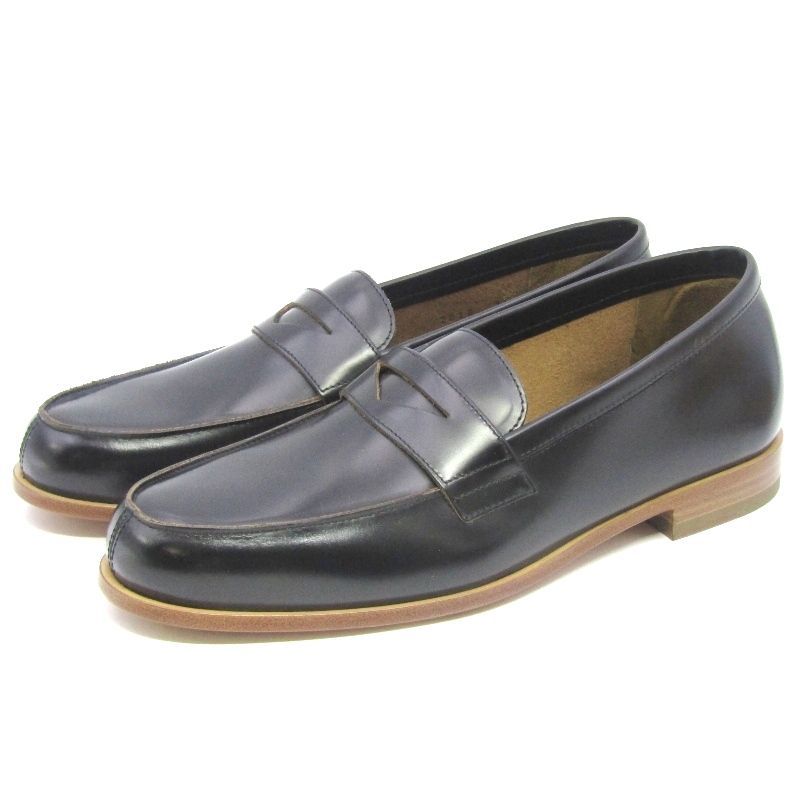 ♥ Paraboot パラブーツ UK7 MARSAN 205227 Loafer ローファー スリッポン グロス ガラス加工 レザーソール ブラック 黒 35004822