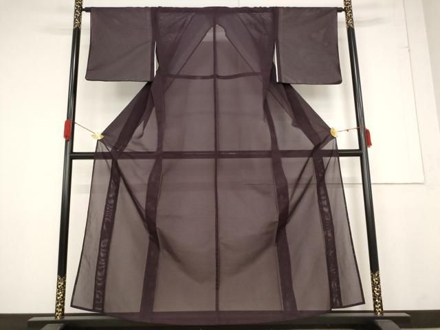 平和屋着物＊夏物 色無地 絽 似せ紫色 洗える着物 AABB0611st