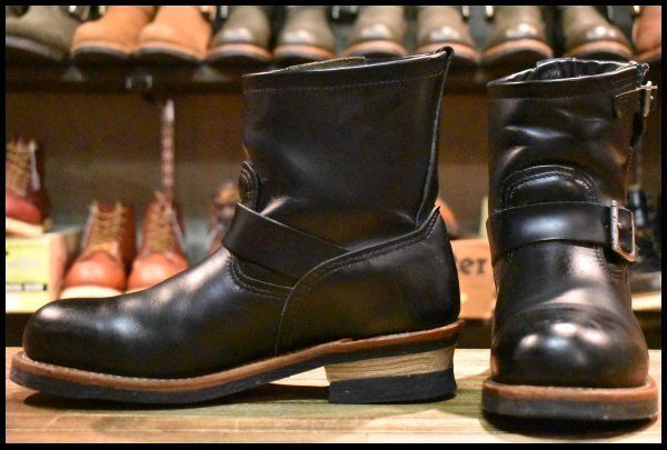 8D 11年 レッドウィング 2976 ショート エンジニア 黒 ブラッククローム スチールトゥ ブーツ redwing HOPESMORE FD458