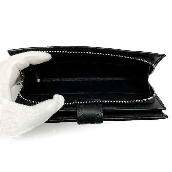 美品 GUCCI グッチ シマ 長財布 財布 ウォレット Gチャーム ブラック