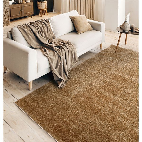 高級羊毛100％ナチュラル素材ラグ『ピュアウール2ブラウン』約190x190cm 高級羊毛100％ナチュラル素材ラグ『ピュアウール2ブラウン』約