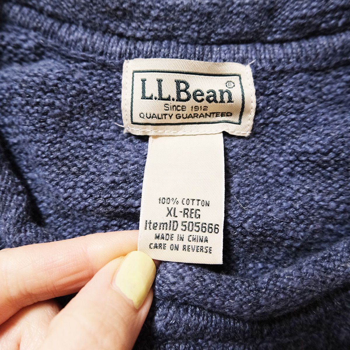 00's LLビーン ヘンリーネック コットン ニット セーター (XL
