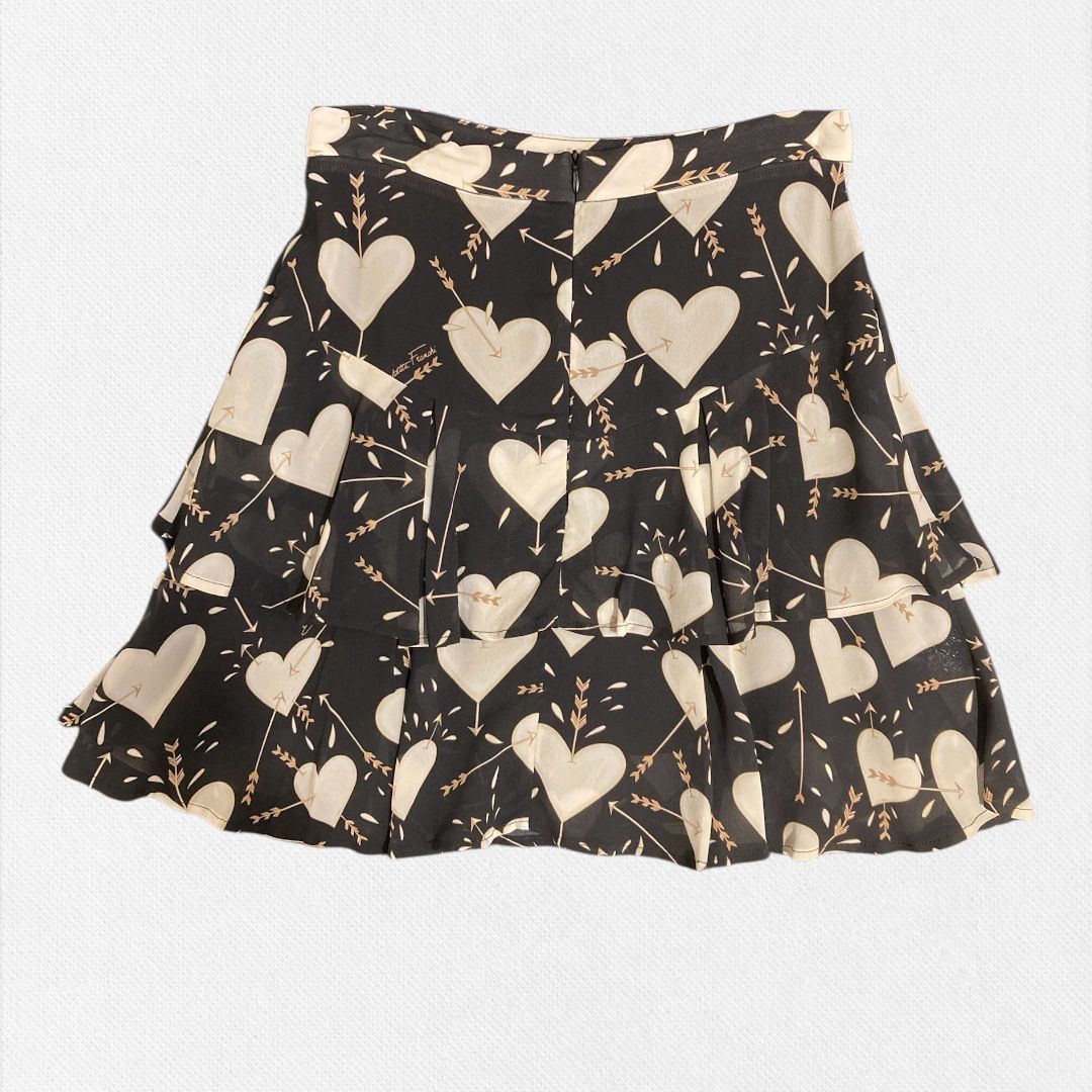 エリザベッタフランキ ELISABETTA FRANCHI リボンスカート 40 サイズ ブラック レディース ハートフリルスカート イタリア製