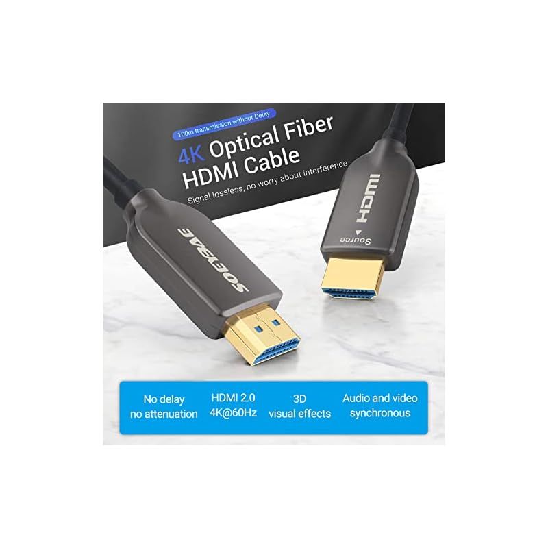 SOEYBAE 4K 光ファイバーHDMI ケーブル 150M HDMI2.0 ケーブル 4K 60Hz HDR Ultra HD 4 4 4 HDCP2.2 19Gbps超高速伝送