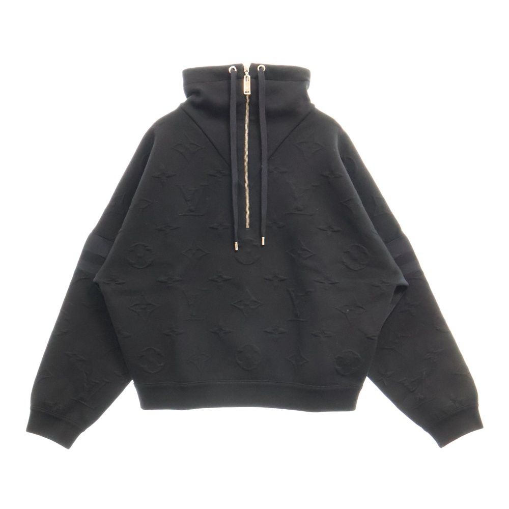 LOUIS VUITTON ルイヴィトン 25SS モノグラムエンボスド ハーフジップ ハイネックスウェット レディース ブラック RW251WW PVT FSKL15 LOUIS VUITTON - LOUIS VUITTON ルイヴィトン 25SS モノグラムエンボス