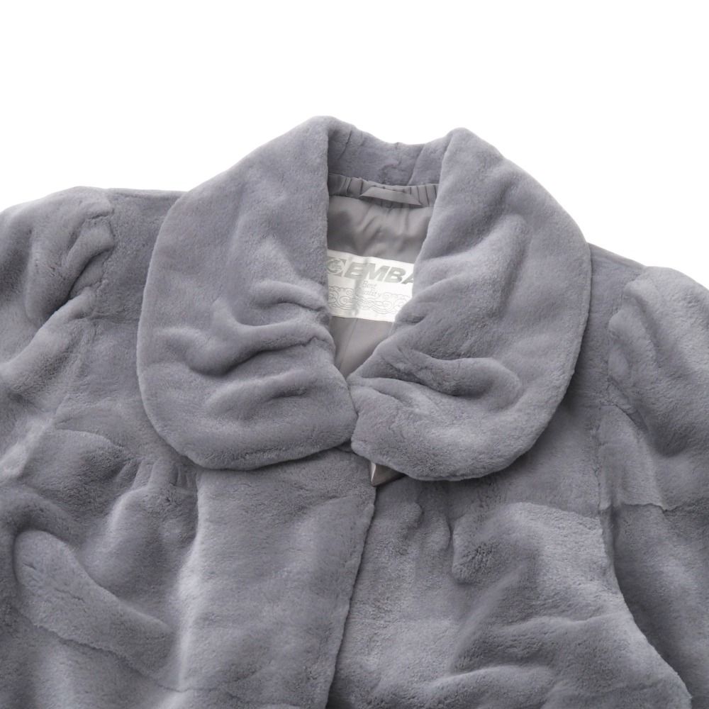 極美品 EMBA エンバ　カシミア100% グレー リアルファー　ロングコート □美品□EMBA エンバ コート サイズM シェアードミンク ロング