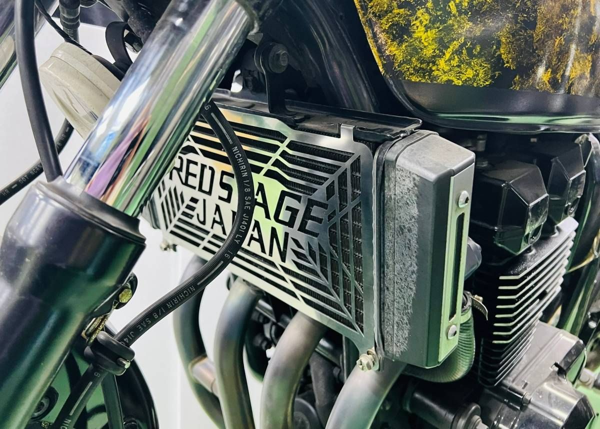 REDSTAGE オリジナル ZRX400 ラジエーターカバー 鏡面ステンレス ドレスアップ Aタイプ レッドステージ KAWASAKI 旧車 BEET ZRX 400