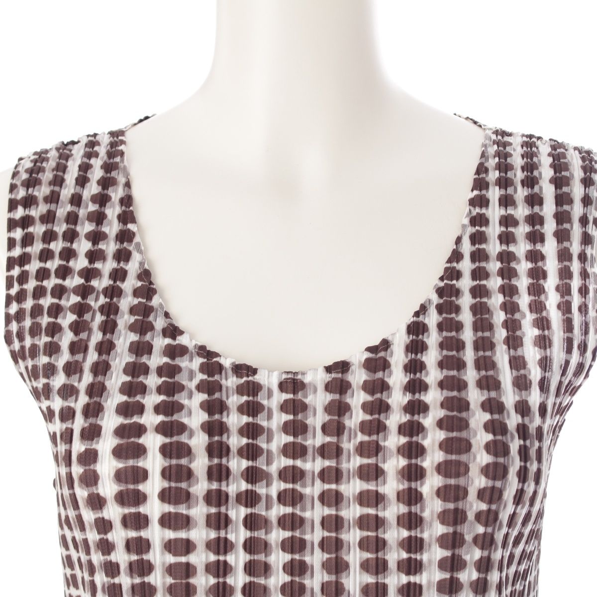 プリーツプリーズ イッセイミヤケ ドット柄 ノースリーブ ワンピース  