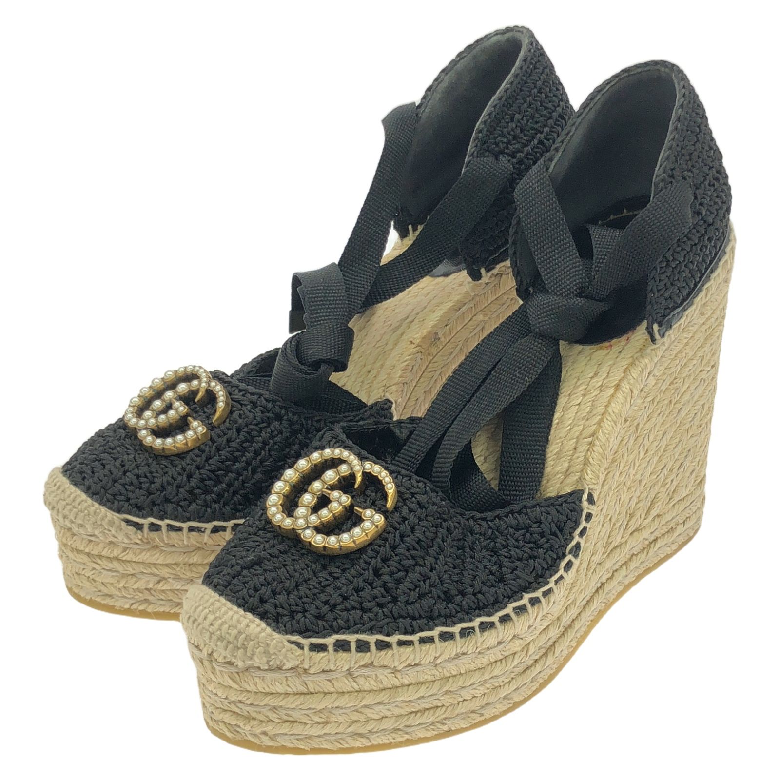 グッチ GUCCI サンダル GGマーモント エスパドリーユ ウェッジサンダル 