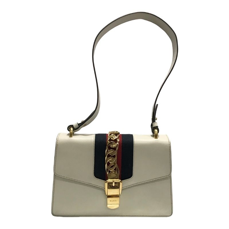 GUCCI グッチ ショルダーバッグ 421882 シルヴィ オフホワイト 本革 レディース ストラップリボン欠品 【中古】 22502K325