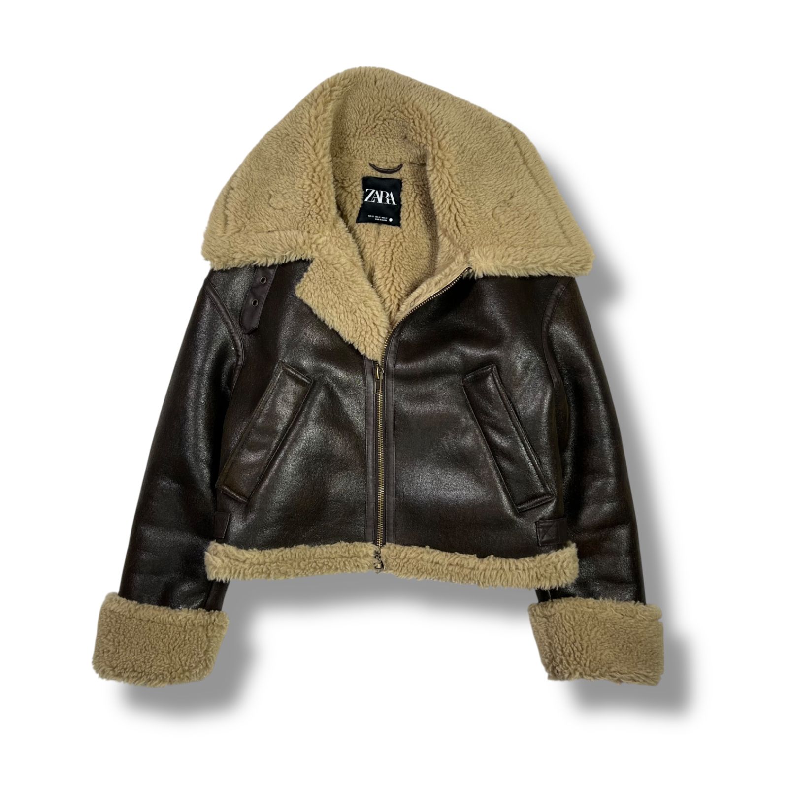g　【ZARA】アウター/ダブルフェイスショートジャケット/完売品 ZARA ザラ ダブルフェイスショートジャケット ボア ダークブラウン XL