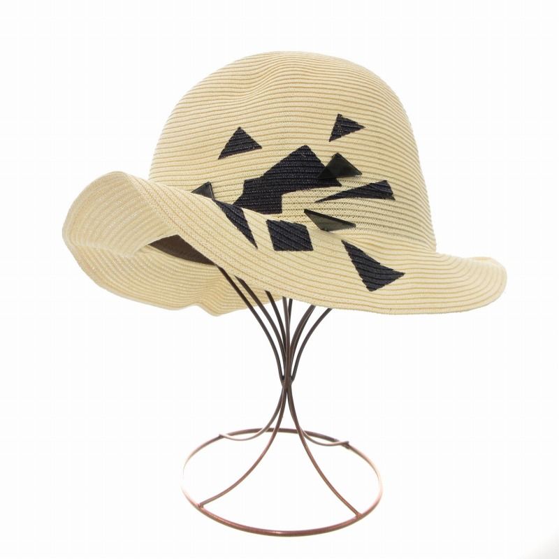 【美品】CA4LA カシラ＊リボンデザインハット＊ストローハット＊ベージュ Ca4la カシラリボン付きベージュストローハット