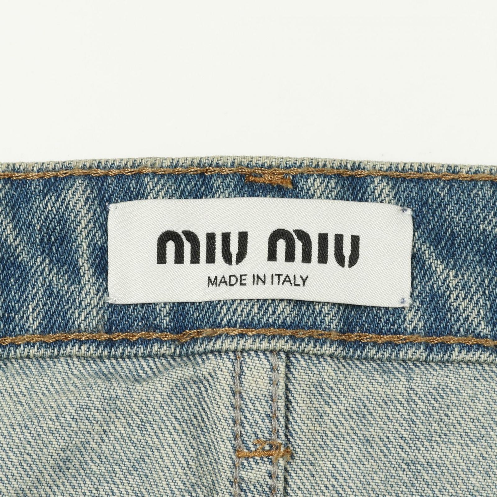 MiuMiu ミュウミュウ スカート プリーツ デニム ロゴ コットン デニムスカート MiuMiu(ミュウミュウ) スカート(レディース
