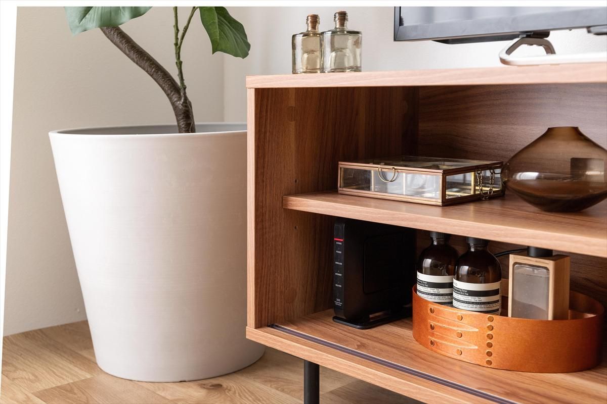 ♪レトロ ガラス戸付 テレビボード ローボード［幅120cm］ おしゃれ