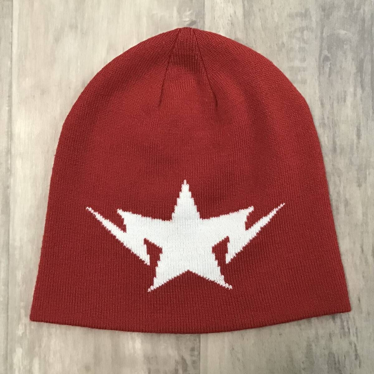 初期　A BATHING APE BAPE ダブルスター ニット帽 ビーニー BAPE TWIN STA ニット帽 ビーニー Red a bathing ape star BAPESTA