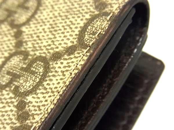□美品□ GUCCI グッチ 115052 2888 GGスプリーム PVC×レザー 二