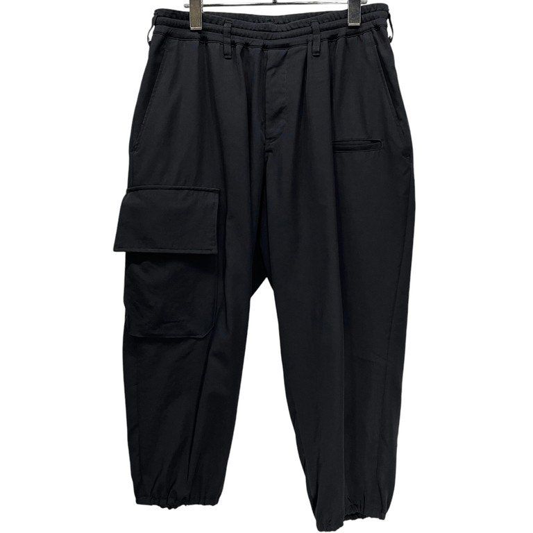 REGULATION Yohji Yamamoto MEN 19AW ウールギャバジン裾リブカーゴポケットウエストゴムイージーパンツ ドローストリング