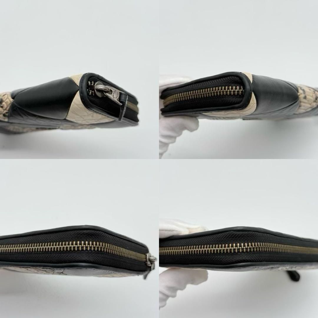 【良品】COACH ラウンドファスナー 長財布 パイソン型押し ブラック アメリカ通販ファッション COACH - 【良品】COACH ラウンド