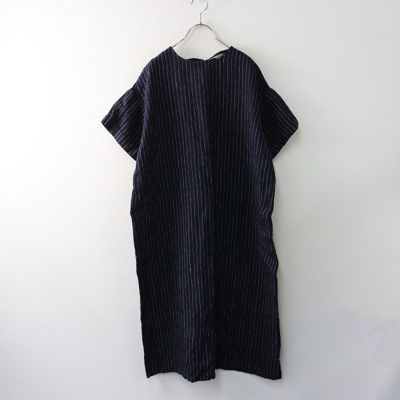 2025SS フォグリネンワーク fog linen work マーリア ワンピース F｜ネイビー ストライプ ノー リボン 2400014637403