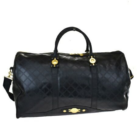 GIANNI VERSACE☆黒レザー ボストンバッグ☆ GIANNI VERSACE ジャンニヴェルサーチ ボストンバッグ 2way